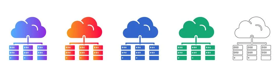 Cloud Server Networking Icon Set for Data Infrastructure 스톡 일러스트