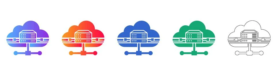 Cloud Server Networking Icon Set for IT Infrastructure Stock Illustration