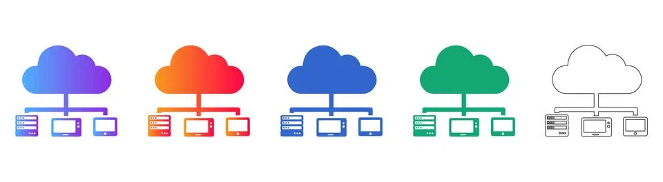 Cloud Server Networking Icon Set Stock Illustration