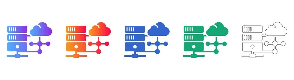 Cloud Server Networking Icons Stockillustratie