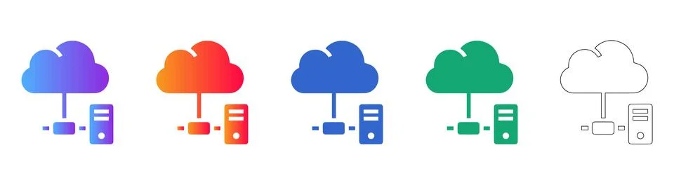 Cloud Server Networking Icons for IT Infrastructure イラスト素材