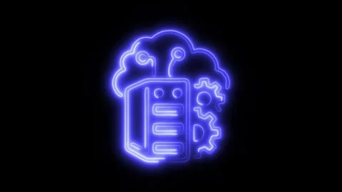 Cloud Server Outline Icon in HD Video Neon Animation 库存影片 304507525