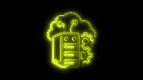 Cloud Server Outline Icon in HD Video Neon Animation Stockbeeldmateriaal 304507531