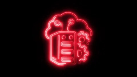 Cloud Server Outline Icon in HD Video Neon Animation 動画素材 304507534