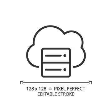 Cloud server pixel perfect linear icon 스톡 일러스트
