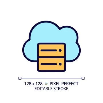 Cloud server pixel perfect RGB color icon Stock Illustration