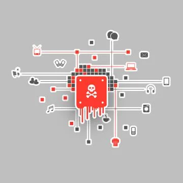 Cloud Server Processor Affected by Meltdown &amp; Spectre Security Vulnerabilities Stock Illustration