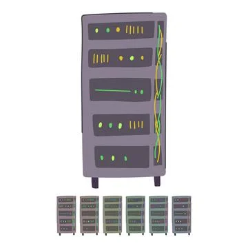 Cloud server rack vector cartoon graphic Stock Illustration