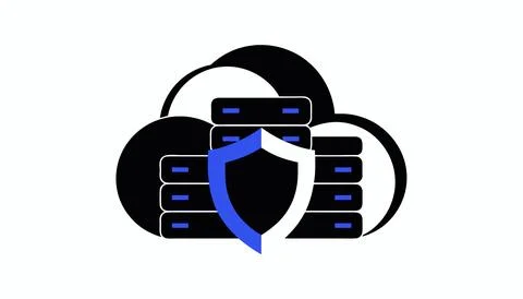 Cloud server security and data protection icon Stock Illustration