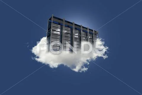 Cloud server on the sky Stock Illustration