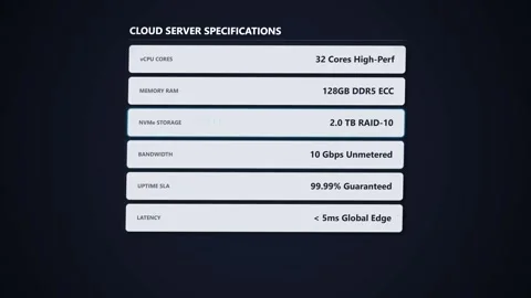 Cloud Server Specifications: High-Performance Computing and Data Storage De.. Stock Footage 348421374