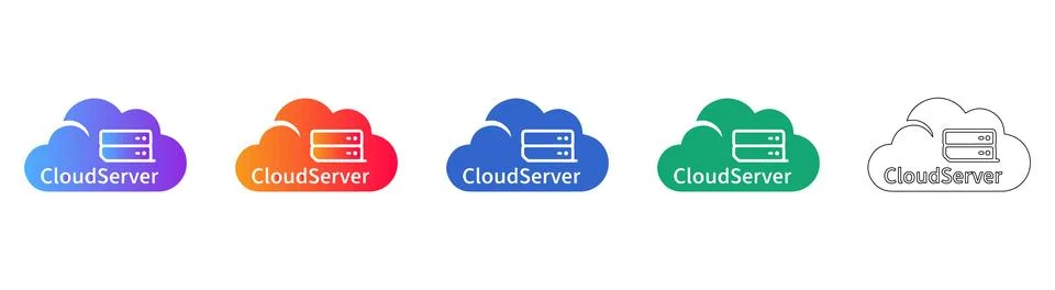 Cloud Server Storage Data Icons Illustrazione stock