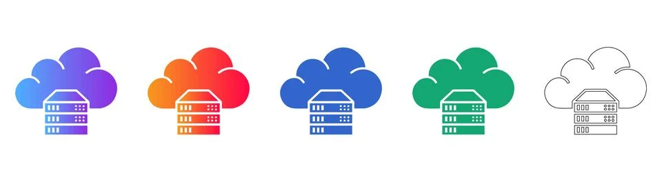 Cloud Server Storage Icon Set Stock Illustration