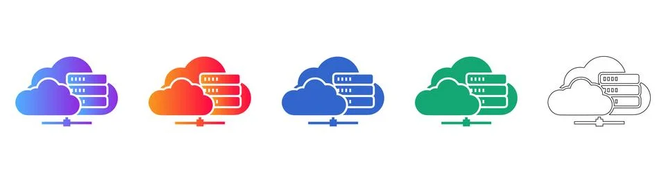 Cloud Server Storage Icon Set for Data Management Illustrazione stock