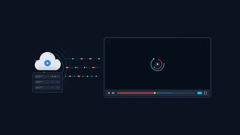 Cloud Server Streaming Video Data to a Media Player Stock Footage 344028222