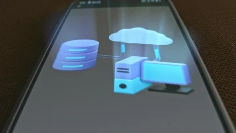 Cloud Server themed graphic presentation on smartphone Stock Footage 303427011