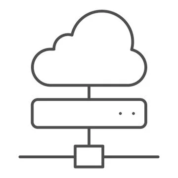Cloud server thin line icon. Computing vector illustration isolated on white Stock Illustration