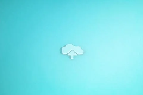 Cloud Server Upload icon in blue background. 3D rendering. Illustrazione stock