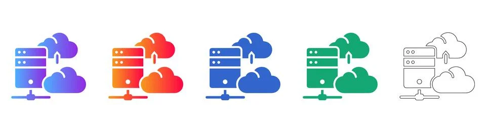 Cloud Server Upload Icon Collection Stock Illustration