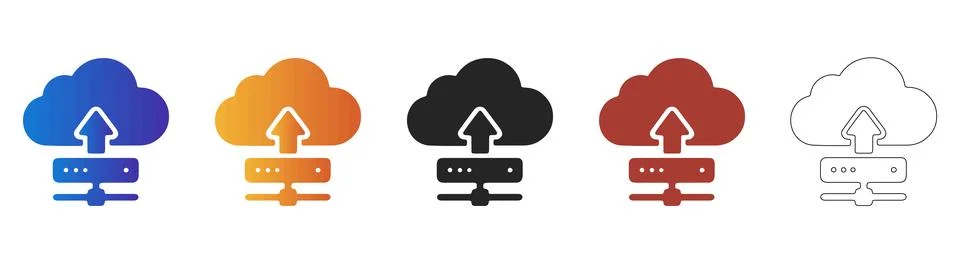Cloud server upload icon for data storage and management Stock Illustration