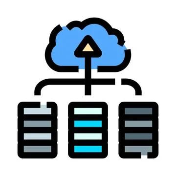 Cloud server uploading data to multiple storage servers Stockillustratie