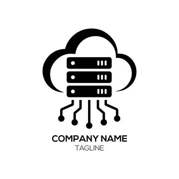 Cloud Server Wiring Logo Design with Circuit Board Nodes Stock Illustration