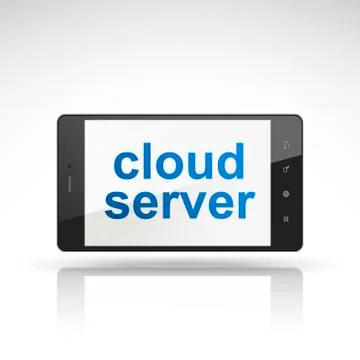 Cloud server words on mobile phone 스톡 일러스트