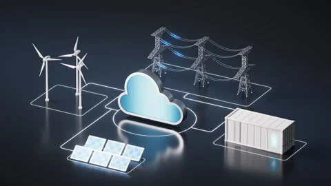 Cloud servers and electricity power supply, 3d rendering. Stock Footage 341307982