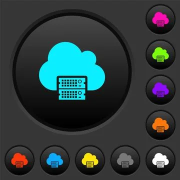 Cloud servers dark push buttons with color icons Stock Illustration