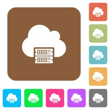 Cloud servers rounded square flat icons 스톡 일러스트