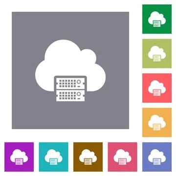 Cloud servers square flat icons Stock Illustration