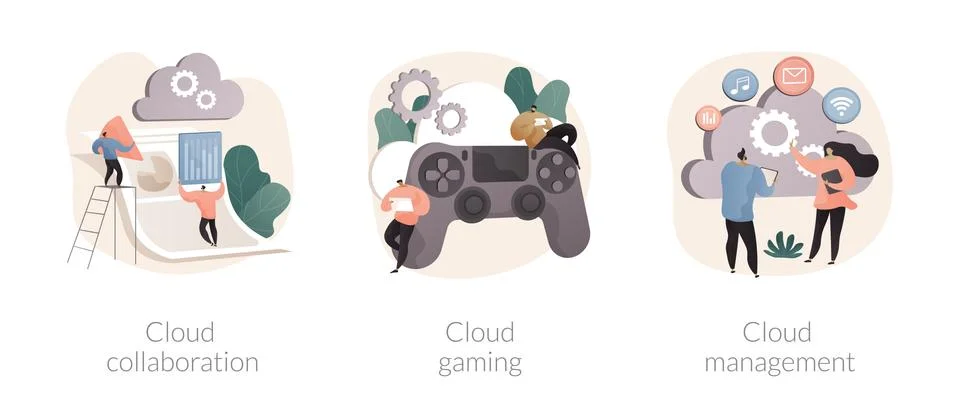 Cloud service abstract concept vector illustrations. Stock Illustration