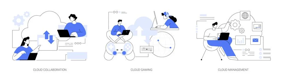 Cloud service abstract concept vector illustrations. Stock Illustration