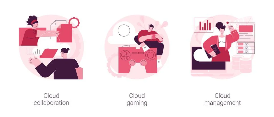 Cloud service abstract concept vector illustrations. Stock Illustration
