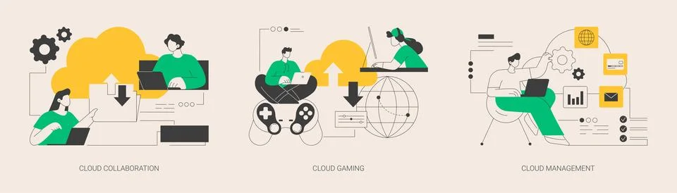 Cloud service abstract concept vector illustrations. Illustrazione stock