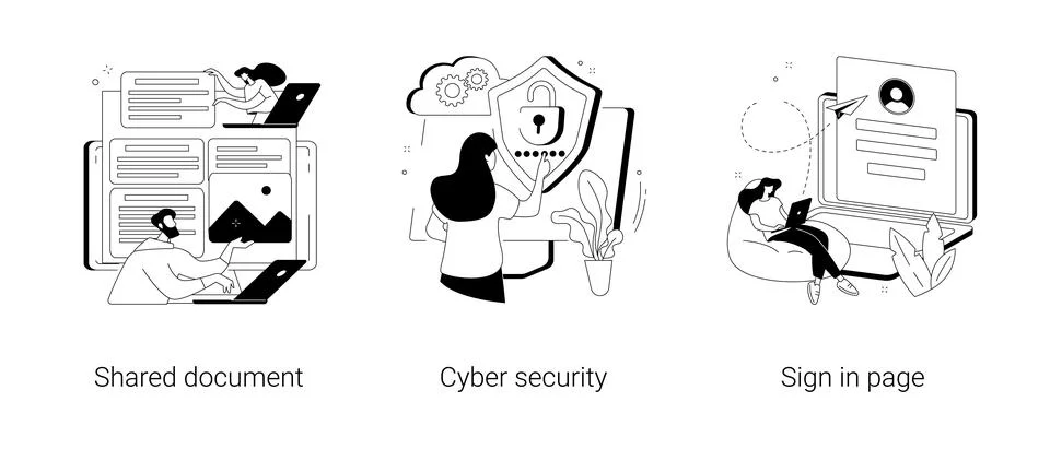 Cloud service access abstract concept vector illustrations. Stock Illustration