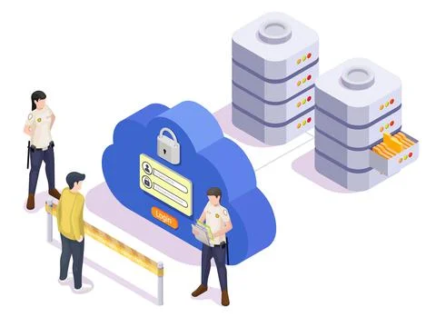 Cloud service access control isometric 3d vector Stock Illustration