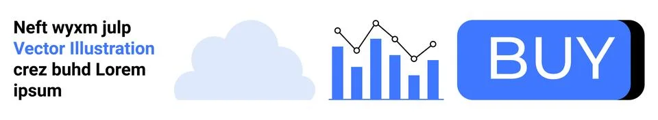 Cloud service advertisement with bar graph and buy button prominently display Stock Illustration