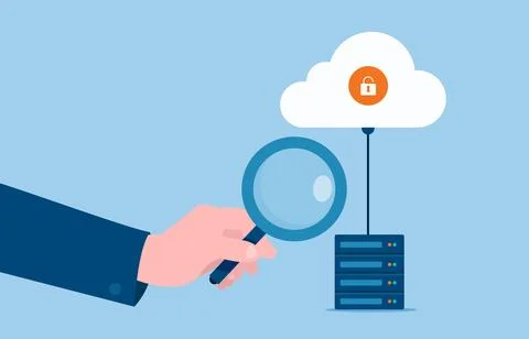 Cloud service and data protection surveillance Stock Illustration