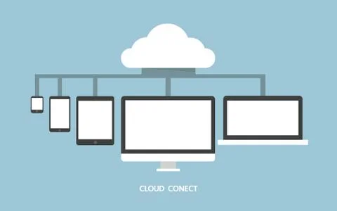 Cloud service and mobile devices, Process of upload and download, connectin.. Stock Illustration