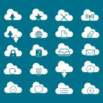 Cloud service and network related icons. Database and online storage vector イラスト素材
