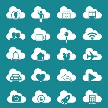 Cloud service and network related icons. Database and online storage vector 스톡 일러스트