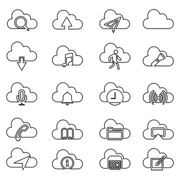 Cloud service and network related icons. Database and online storage vector イラスト素材