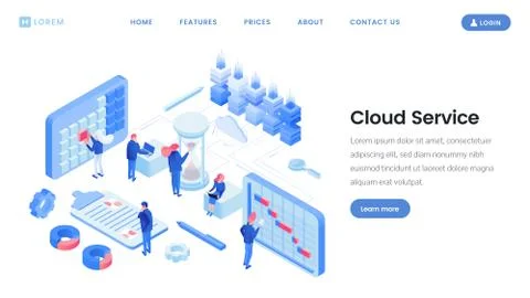 Cloud service app, website isometric template Stock Illustration
