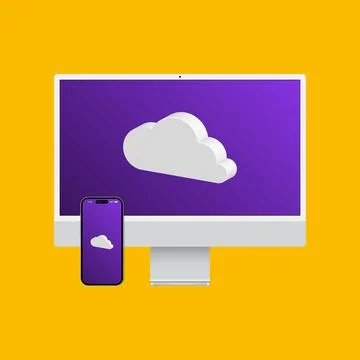 Cloud service. Cloud Computing. Cloud storage. Illustrazione stock