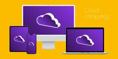 Cloud service. Cloud Computing. Cloud storage. Stock Illustration
