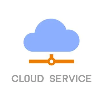 Cloud Service Computing Icon Logo. Flat design style. Vector Stock Illustration