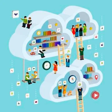 Cloud service concept 3d isometric infographic Illustrazione stock