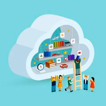 Cloud service concept 3d isometric infographic Stock Illustration