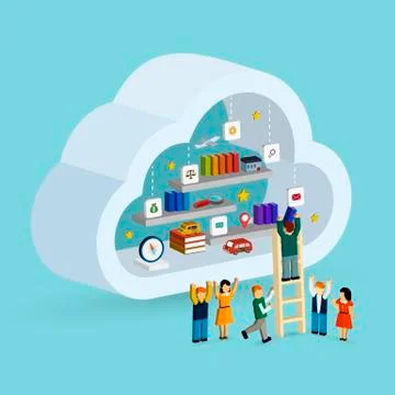 Cloud service concept 3d isometric infographic Stock Illustration